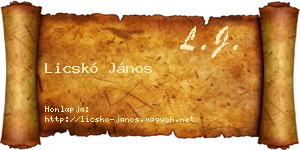 Licskó János névjegykártya